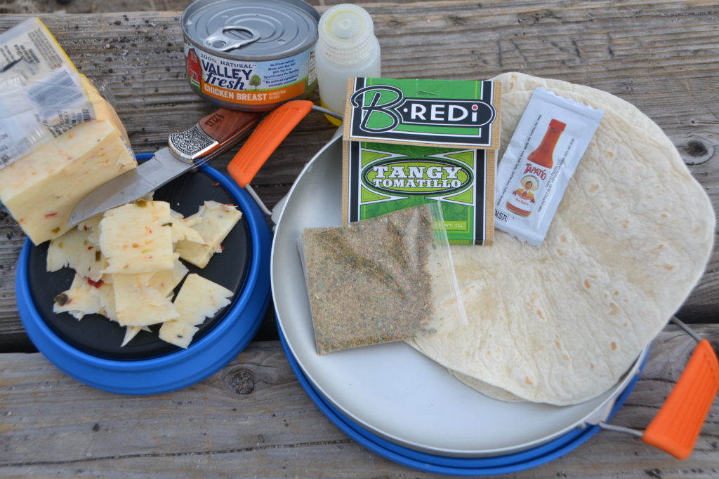 Ingredients for outdoor enchiladas