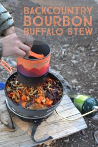 Recipe for backcountry bourbon buffalo stew. One pot, paleo, healthy group meal