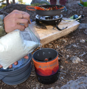 Serving Buffalo Stew in JetBoil stoves