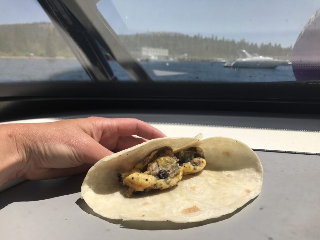 cook a burrito on a boat dash board